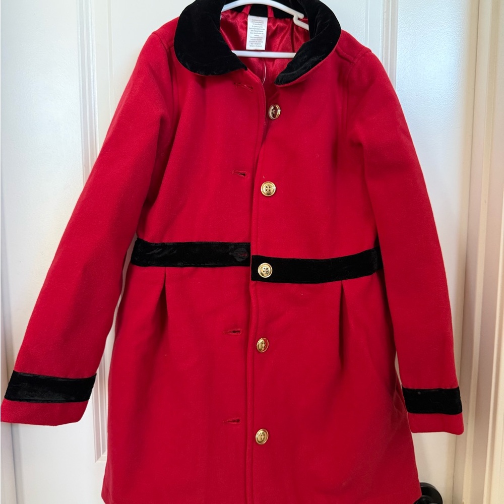 Gymboree Red Pea Coat with Black Trim